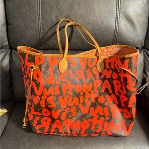 Louis Vuitton Brown and Red Graffiti Tote
